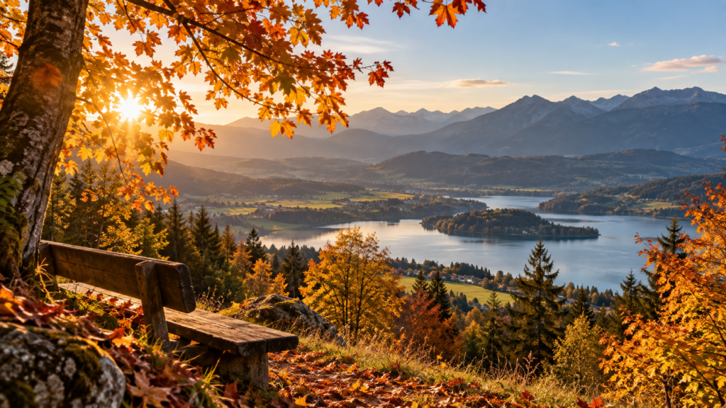 Herbstliche Seen- und Berglandschaft in Kärnten